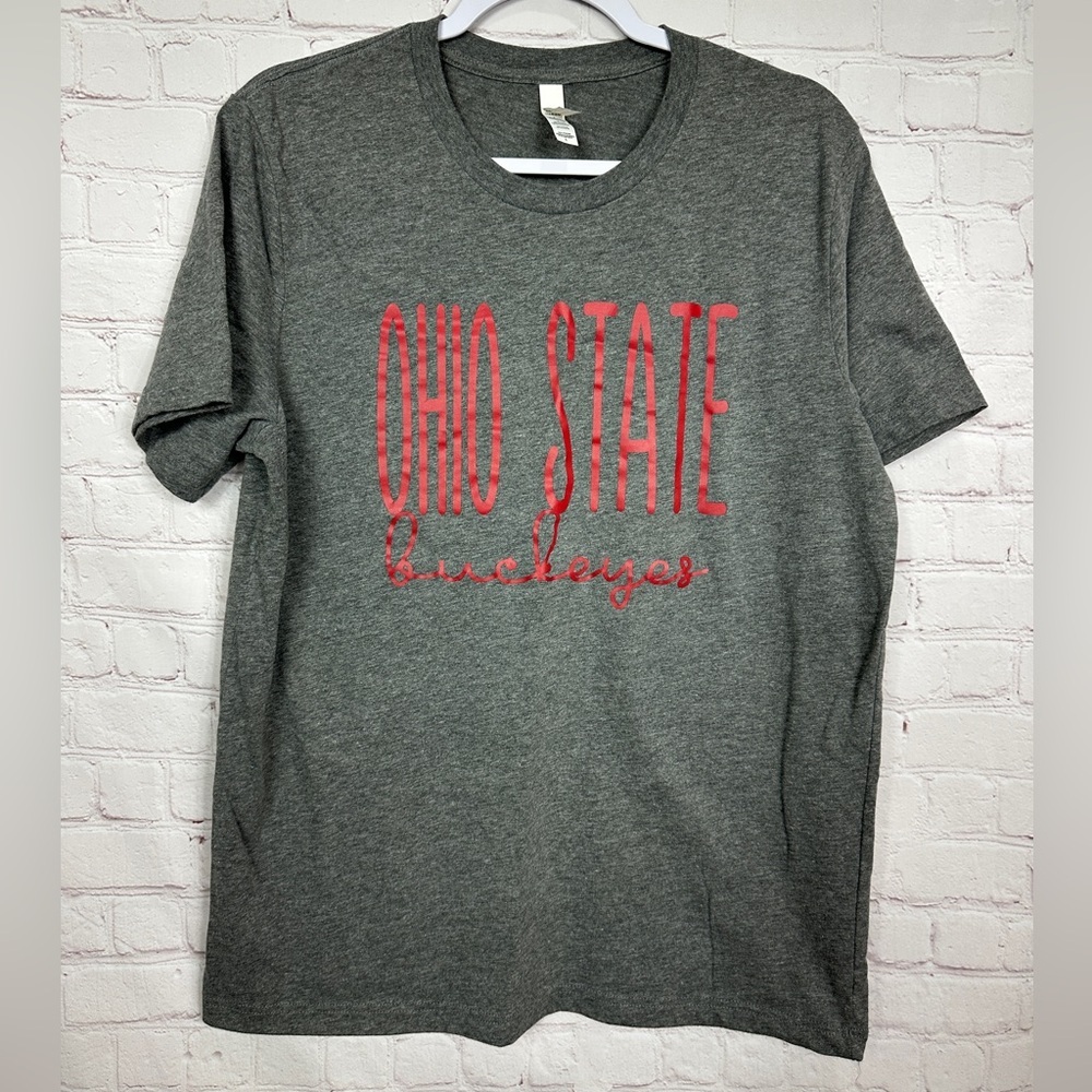 Ohio State Buckeyes gray short sleeve t-shirt sz L Bella Canvas,‎ GUC